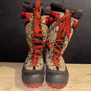 Coach Womans Boots Mariette Brown & Orange Monogram Winter Boots